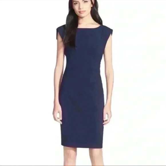 Diane Von Furstenberg Navy Blue Jori Sheath Ponte Knit Dress Sz 8 - Picture 1 of 11
